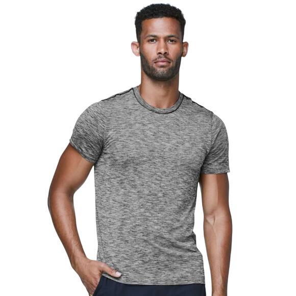 Lululemon Metal Vent Tech Surge Short Sleeve Heathered Black White - Picture 1 of 7